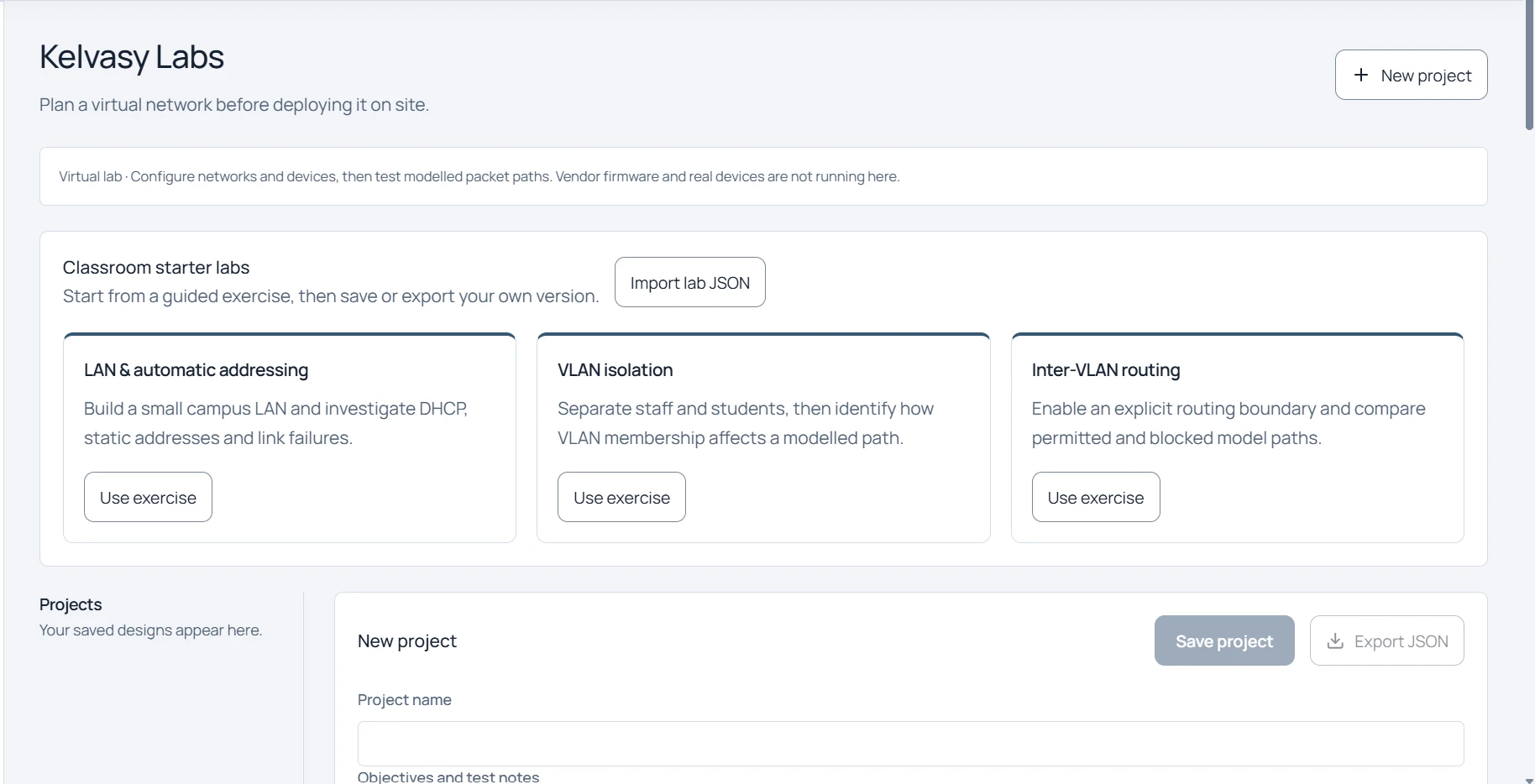 Kelvasy Labs starter exercises and planning workspace
