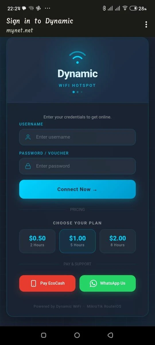 Dynamic WiFi captive portal design