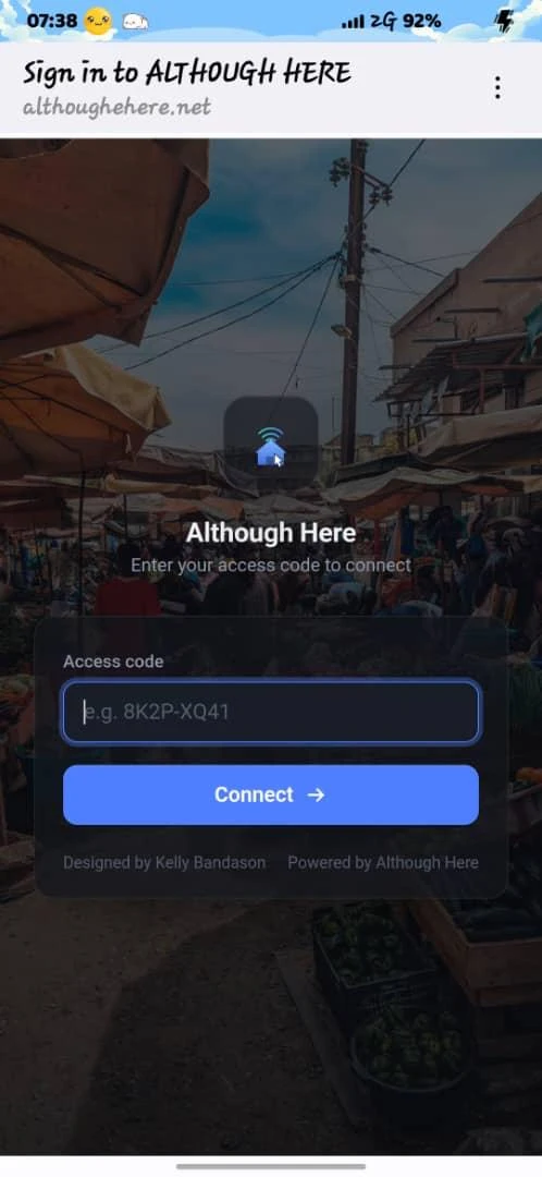 Although Here captive portal design
